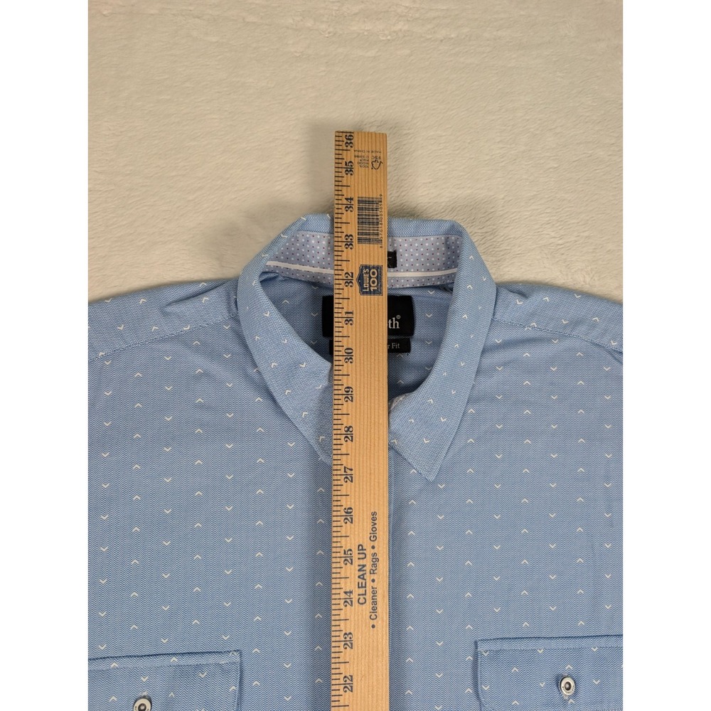 Buttercloth Icy Cotton Long Sleeve Shirt Mens 2XL Reg Fit Blue Geometric AOP - Picture 4 of 9